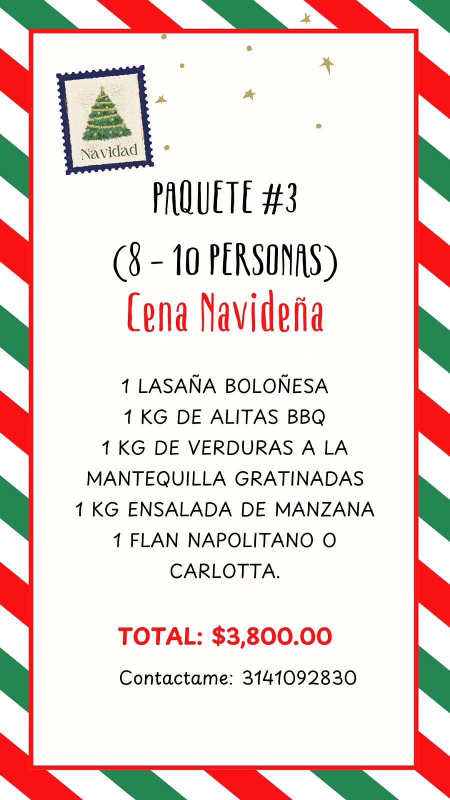 Paquete #3 Cena Navideña para 8 a 10 personas