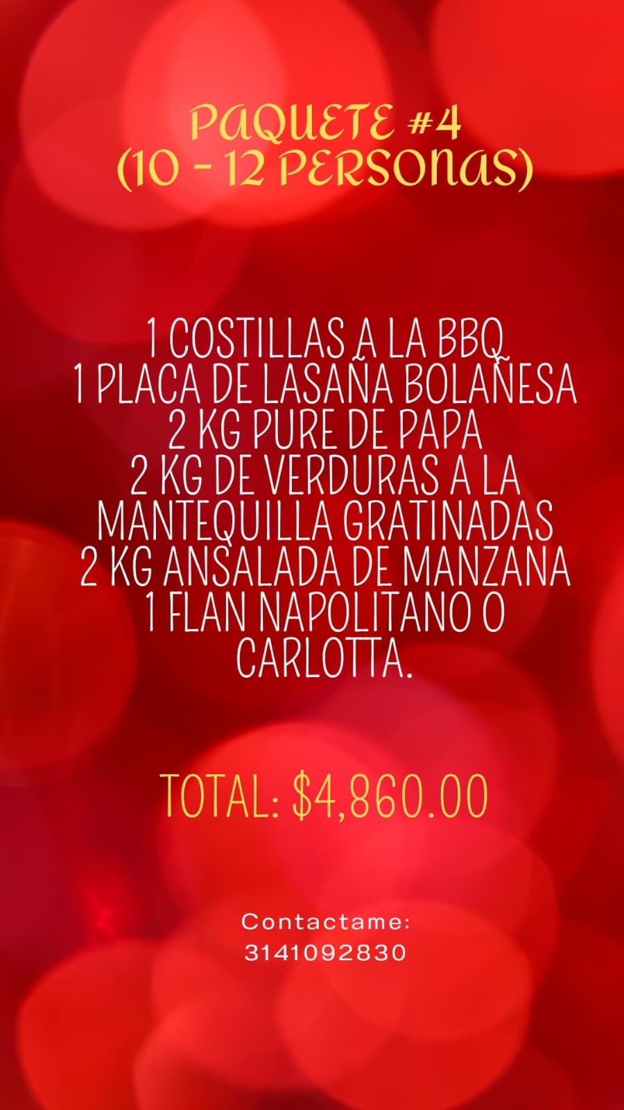 Paquete #4 para 10 a 12 personas